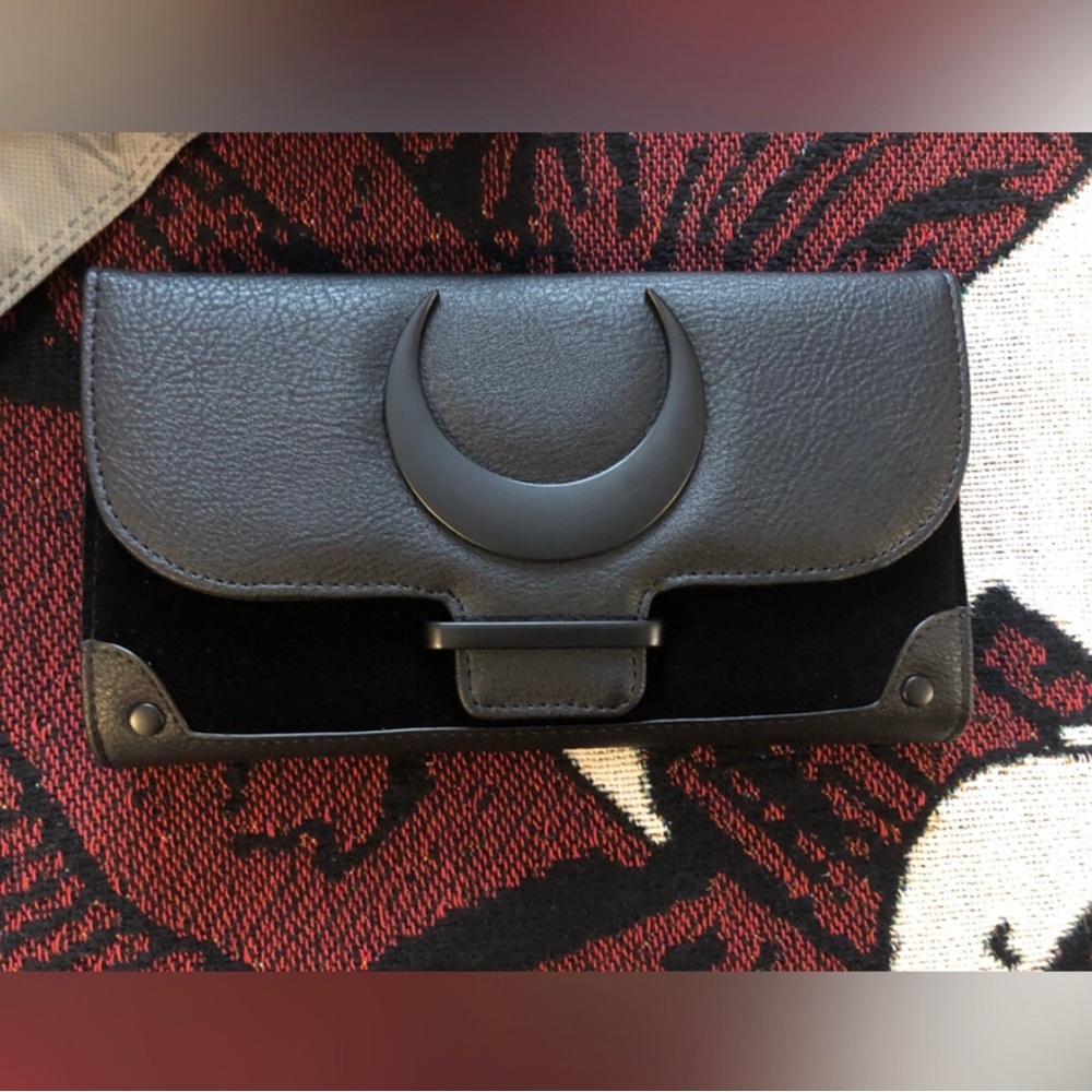 Killstar Cycles Large Black Wallet Faux Leather and Velvet